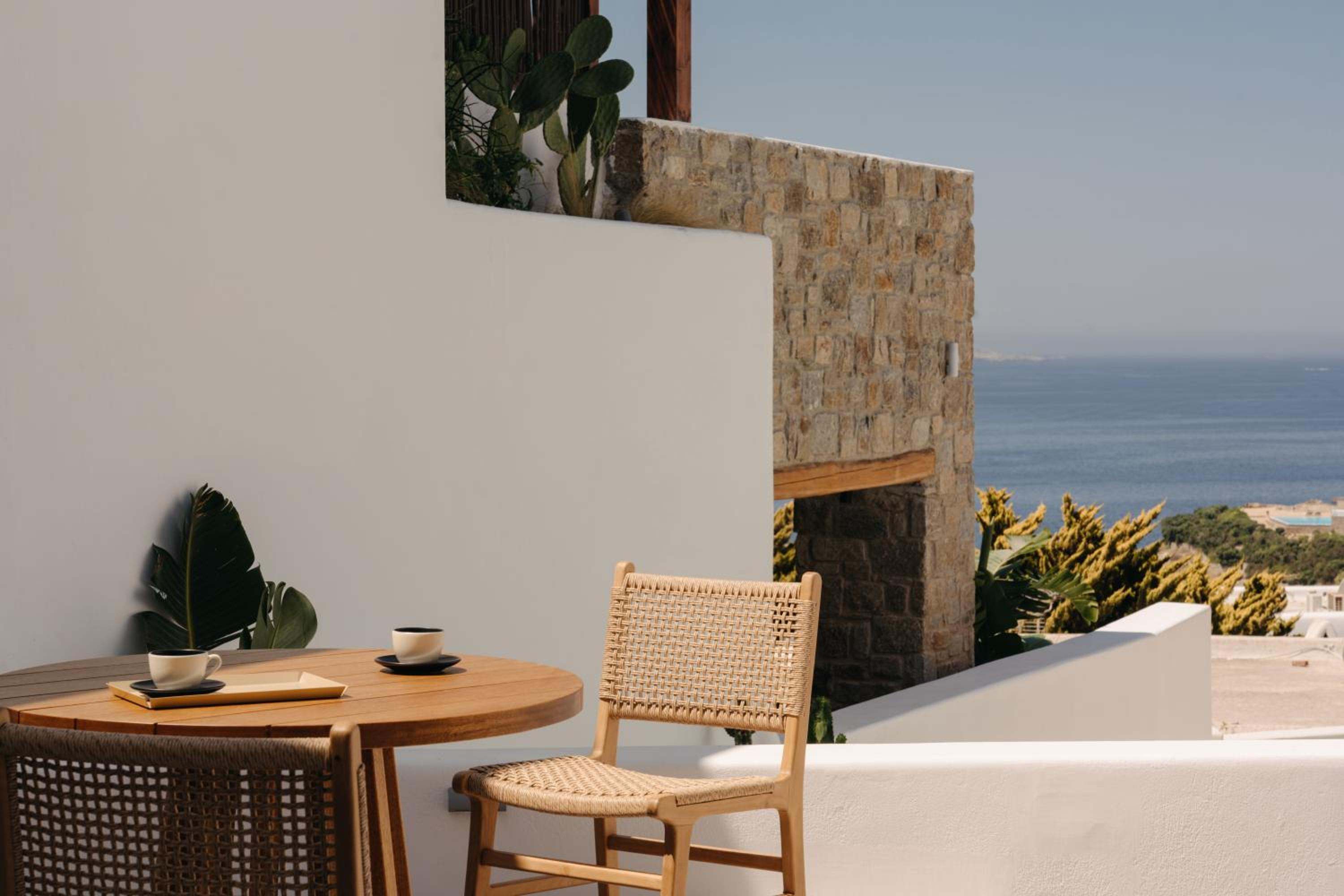 Coffee for two on a terrace above the sea